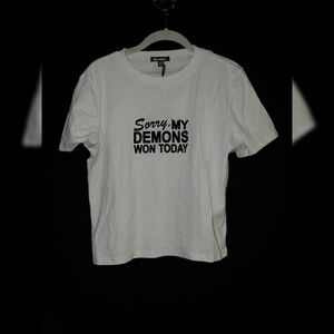 Dolls Kill White Tee with Black Text